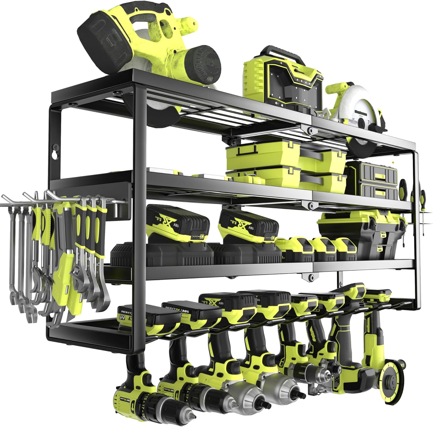 Power Tools Rack - Organizzatore da Parete a 4 Livelli