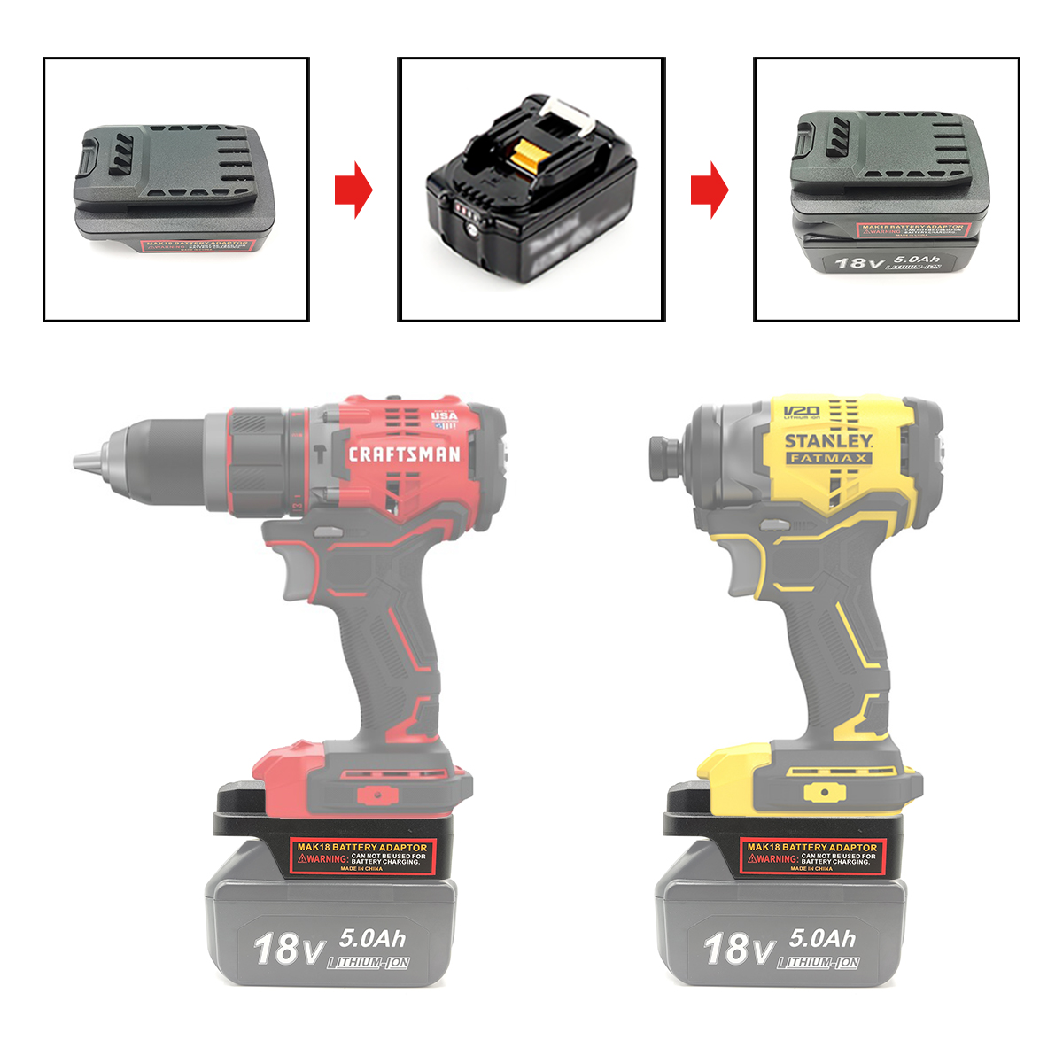 Power Tools Stanley - Convertitore adattatore batteria per batterie agli
