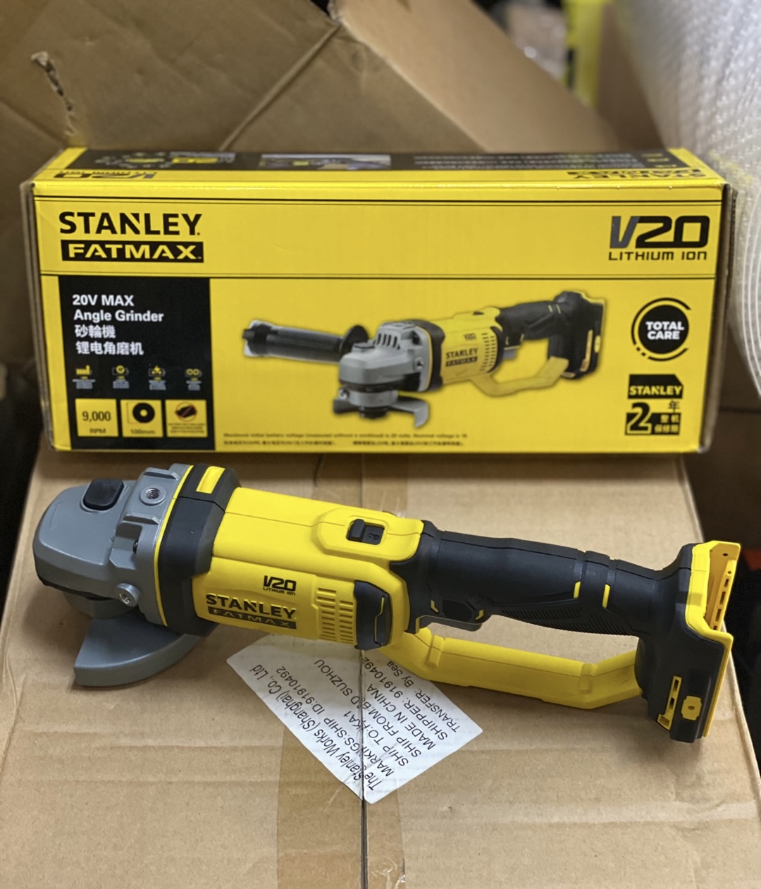 Power Tools Stanley - Smerigliatrice angolare ricaricabile da 20 V