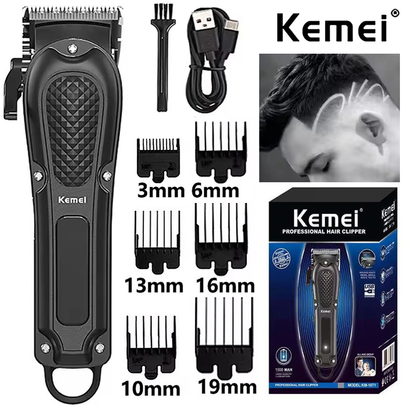 Power Xchange Tools - Tagliacapelli Elettrico Kemei KM-1071, Ricaricabile USB,